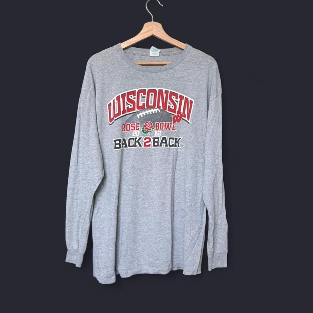 Y2K Wisconsin Madison Badgers Rose Bowl grey long sleeve crewneck mens size XL